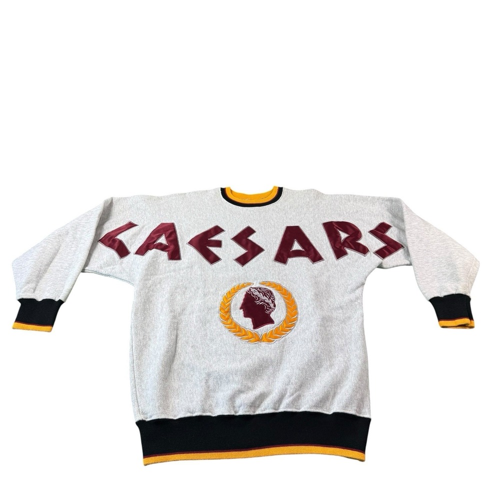 Caesars Palace VTG Casino Spellout Patch Crewneck VTG Sweater Size M